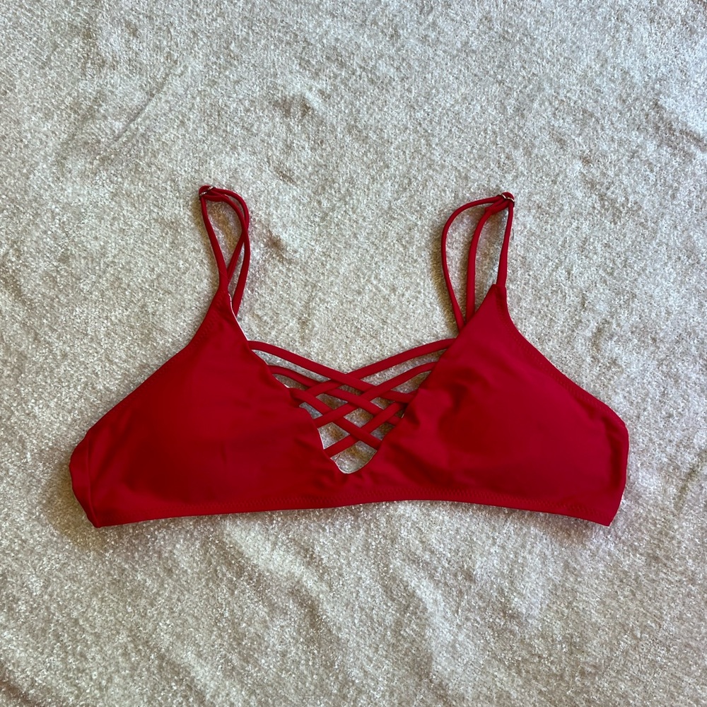 Red Strapy Swim Suit Top